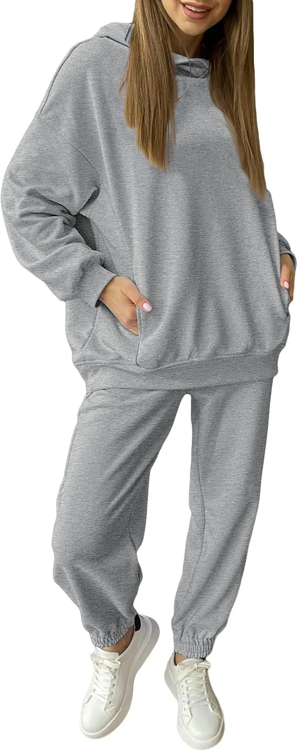 Linsery Women Hoodies Sweatsuit Long Sleeve Hooded Matching Joggers Sweatpants 2 Piece Tracksuit Sets