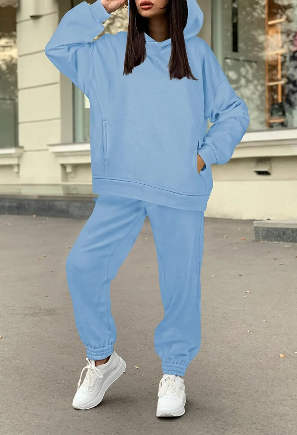 Linsery Women Hoodies Sweatsuit Long Sleeve Hooded Matching Joggers Sweatpants 2 Piece Tracksuit Sets