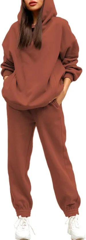 Linsery Women Hoodies Sweatsuit Long Sleeve Hooded Matching Joggers Sweatpants 2 Piece Tracksuit Sets