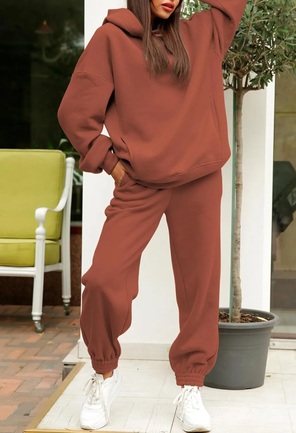 Linsery Women Hoodies Sweatsuit Long Sleeve Hooded Matching Joggers Sweatpants 2 Piece Tracksuit Sets