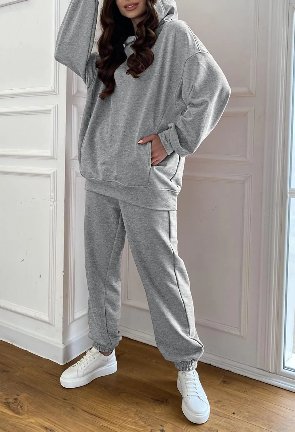 Linsery Women Hoodies Sweatsuit Long Sleeve Hooded Matching Joggers Sweatpants 2 Piece Tracksuit Sets