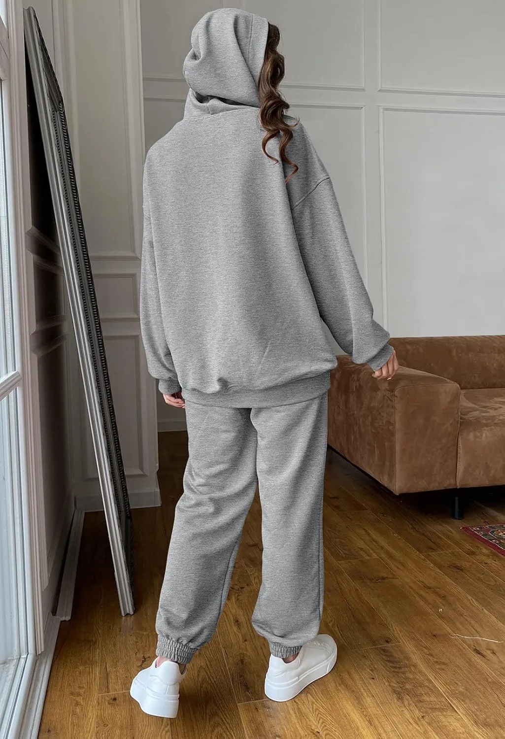 Linsery Women Hoodies Sweatsuit Long Sleeve Hooded Matching Joggers Sweatpants 2 Piece Tracksuit Sets