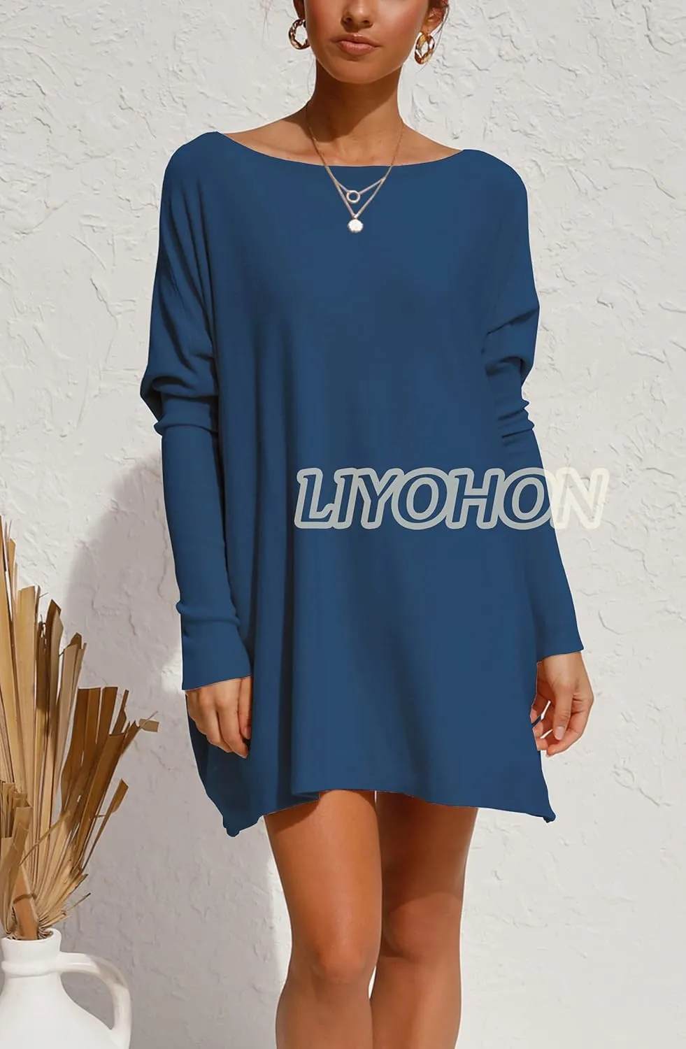 LIYOHON Oversized T Shirts for Women Tunic Tops to Wear with Leggings Long Sleeve Fall Sweaters Dressy Tops