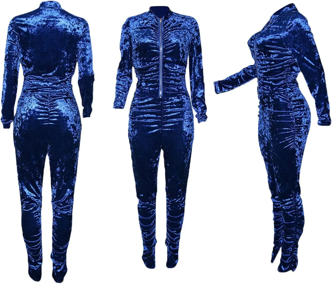 LKOUS Women Velvet Off Shoulder Jumpsuit Long Sleeve Bodycon Pants Suit One Piece Romper Party Clubwear with Belt