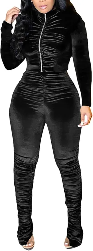 LKOUS Women Velvet Off Shoulder Jumpsuit Long Sleeve Bodycon Pants Suit One Piece Romper Party Clubwear with Belt