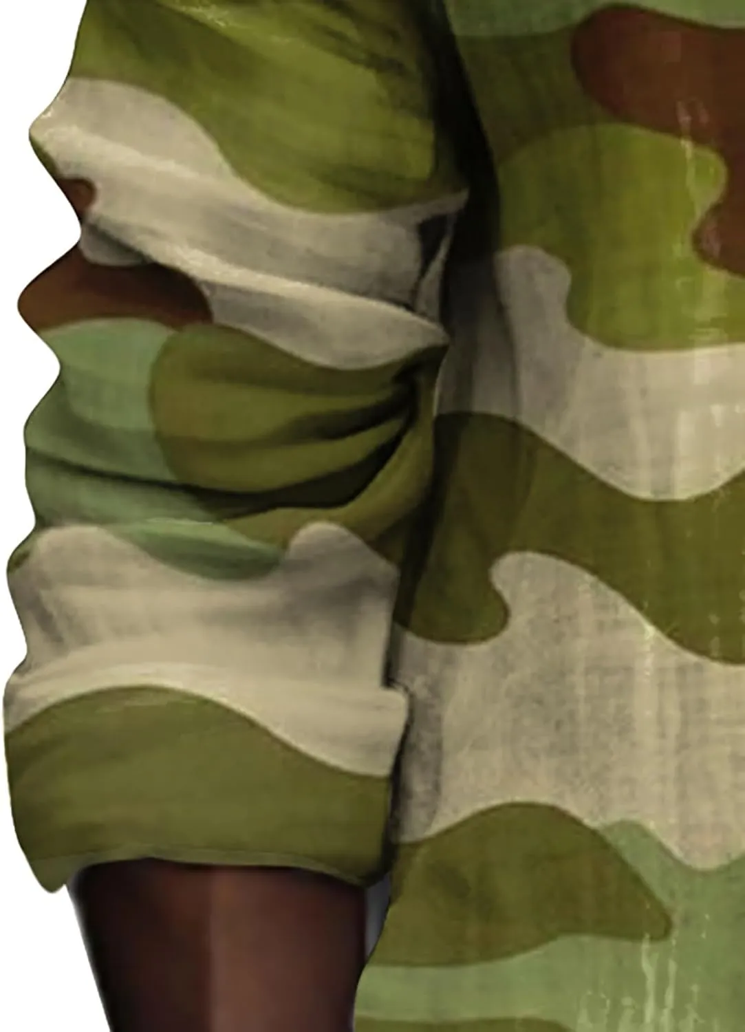 Long Sleeve Beach Hippie Tops with Hat Men's Casual Fashion Loose Trend Camouflage Long Sleeve Shirts
