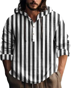 Long Sleeve Beach Hippie Tops with Hat Men's Casual Fashion Loose Trend Camouflage Long Sleeve Shirts
