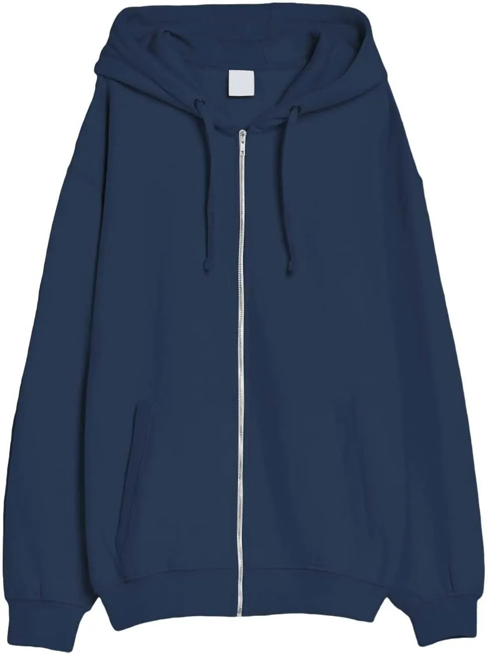 Long Sleeve Hooded Sweatshirt Pockets Mens Simple Casual Loose Hoodless Oversize Zipper Solid Stand Collar Hoodless