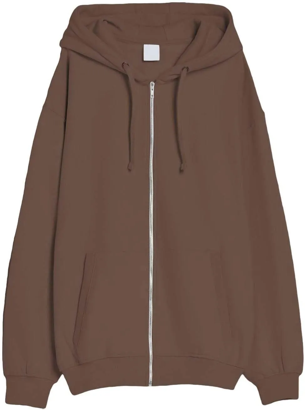 Long Sleeve Hooded Sweatshirt Pockets Mens Simple Casual Loose Hoodless Oversize Zipper Solid Stand Collar Hoodless