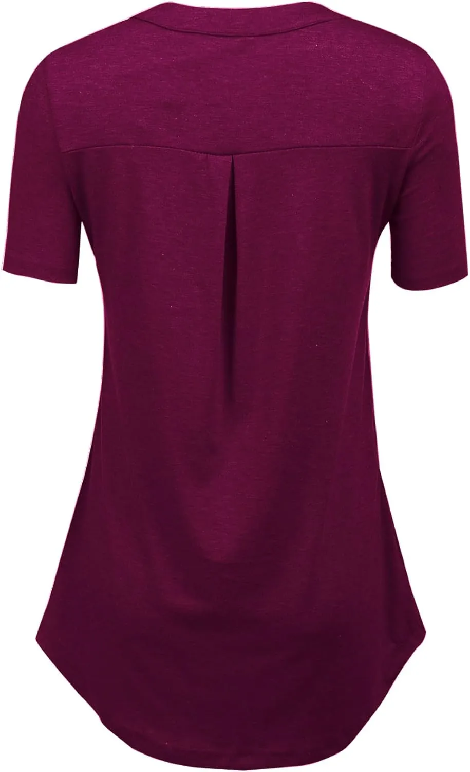 LuckyMore Women's Short Sleeve Zip Flowy Tunic Tops Business Casual Work Office Blouses Shirts (M-3XL)