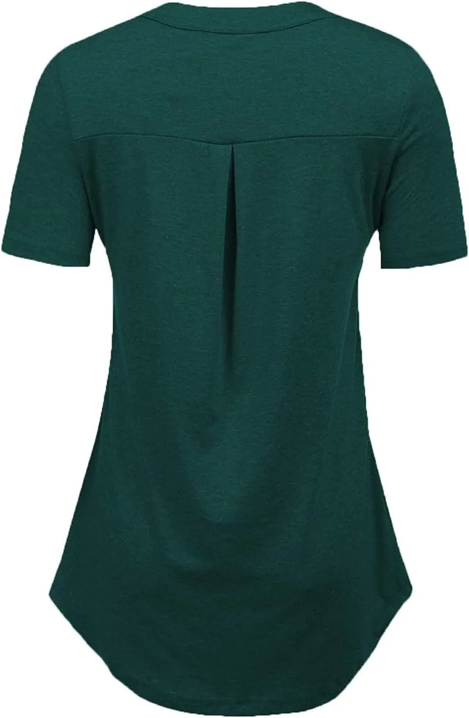 LuckyMore Women's Short Sleeve Zip Flowy Tunic Tops Business Casual Work Office Blouses Shirts (M-3XL)