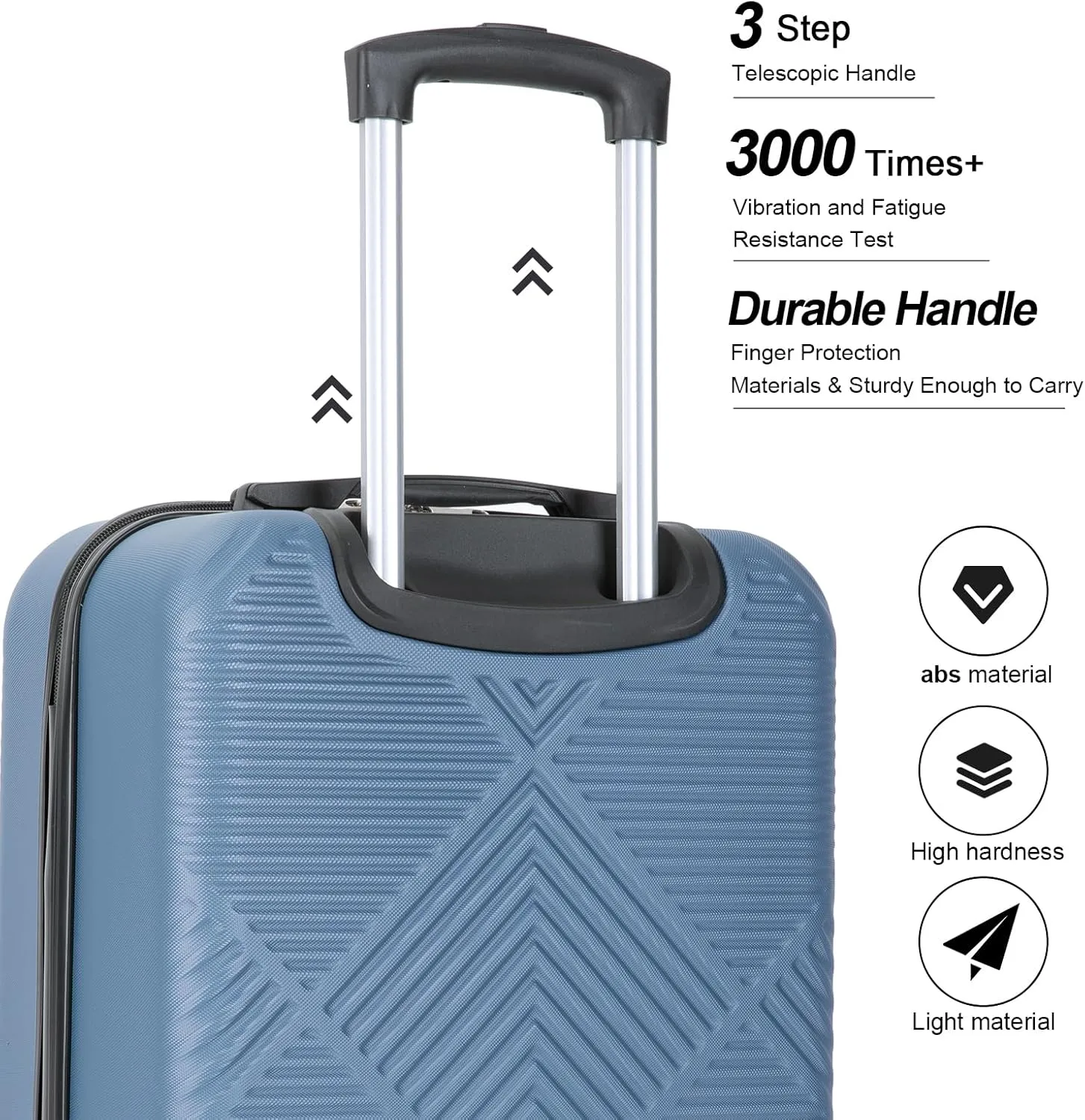 Luggage 4 Piece Set, Hardshell ABS Suitcase Set with Double Spinner Wheels, Lightweight Durable Large Luggage set, Carry On and Checked Travel Luggage, Blue