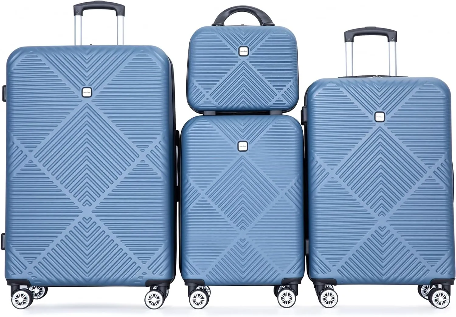 Luggage 4 Piece Set, Hardshell ABS Suitcase Set with Double Spinner Wheels, Lightweight Durable Large Luggage set, Carry On and Checked Travel Luggage, Blue