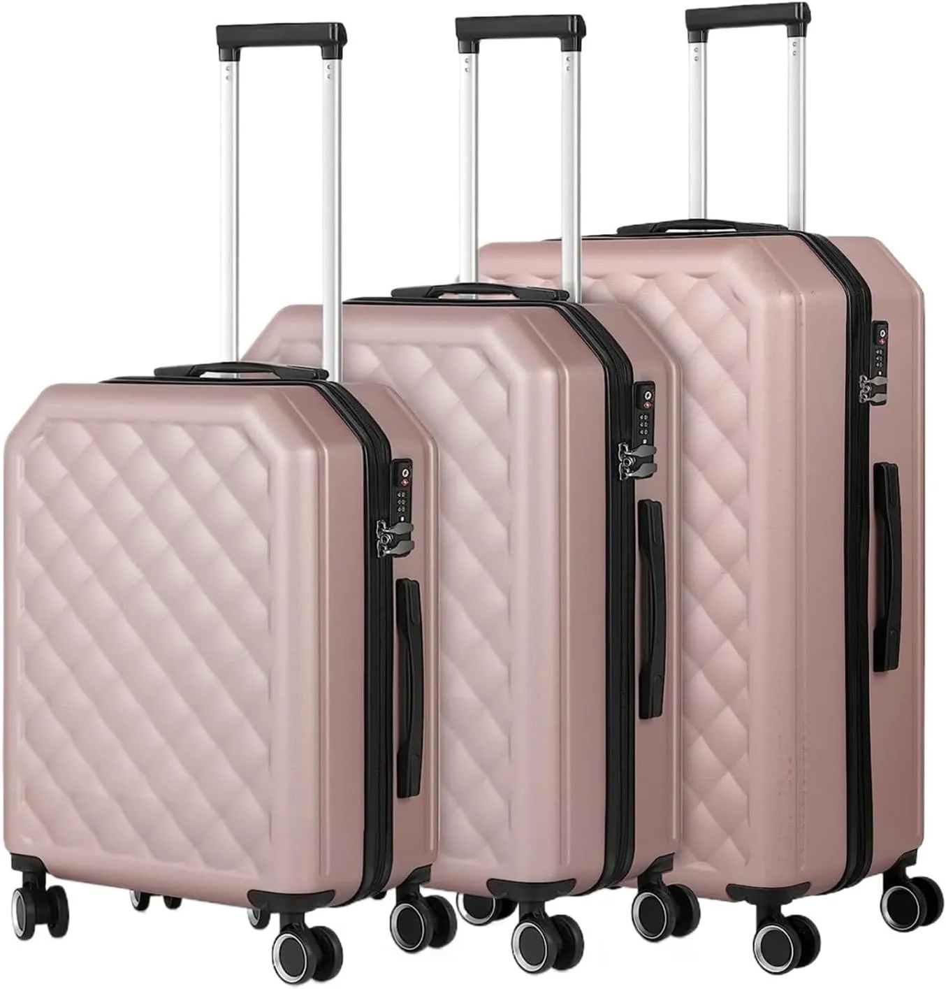 Luggage Luggage Set Softside Travel Suitcase with Spinner Wheels, 24 Lightweight Suitecase Set Suitcase(Gold)