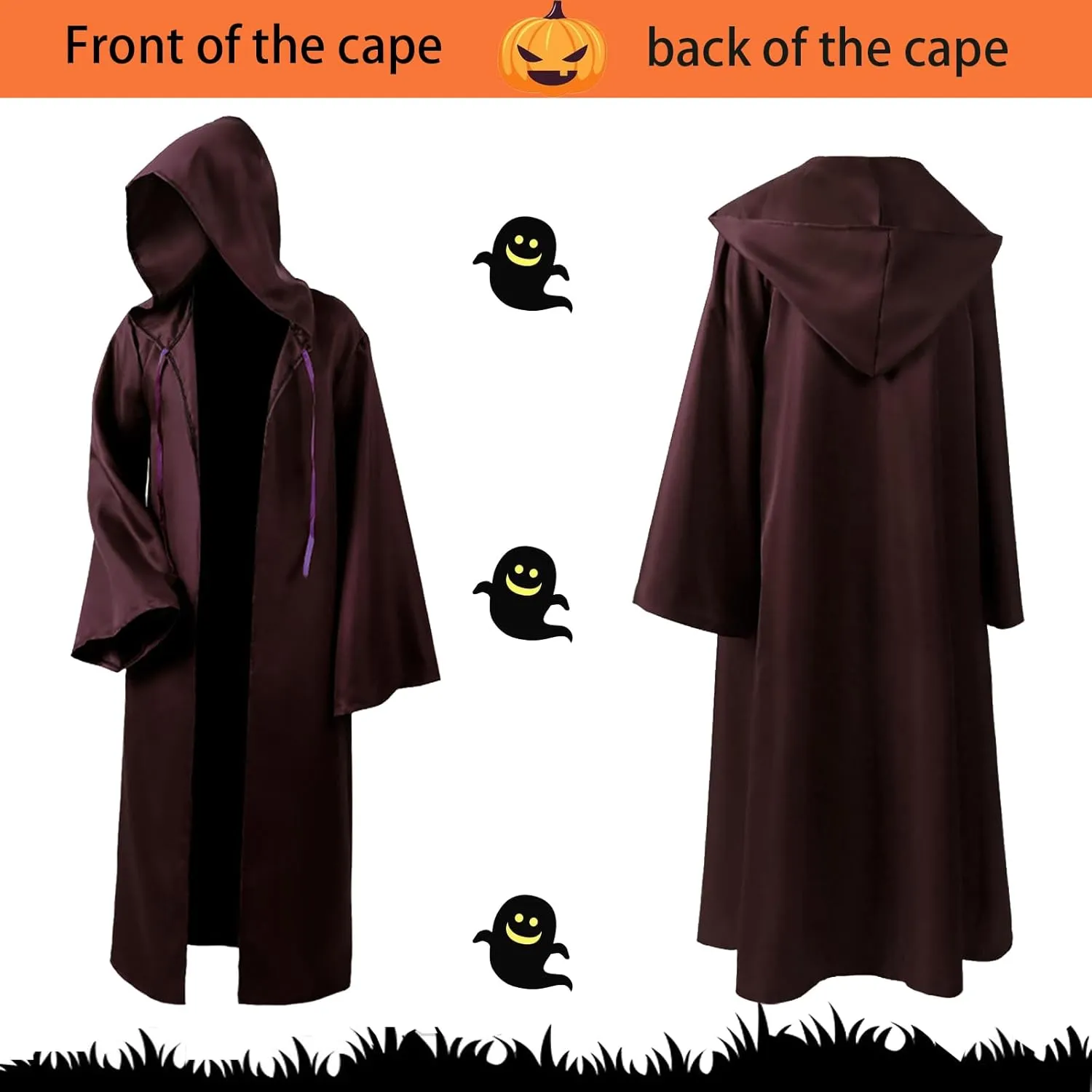 Maklulu Men Tunic Hooded Robe Cloak Knight Fancy Cool Cosplay Costume Halloween Costume Tunic Hoodies Robe Cosplay Capes