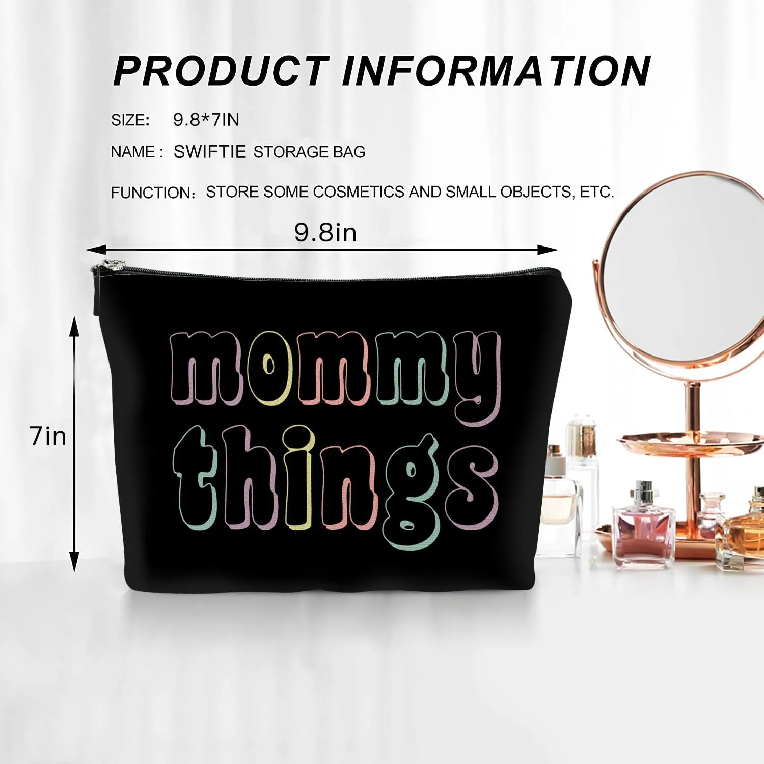 Mama and Baby Bag Set Canvas Pouch Set Keepsake for New Mothers Travel Toiletry Bag for Baby Stuff, Mother's Day Gifts, Set of 2 (Black)