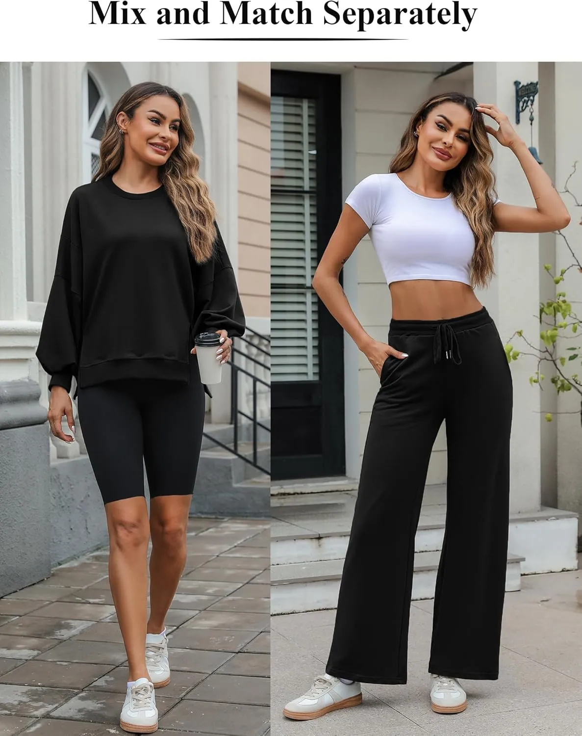 Marvmys Women 2 Piece Lounge Set Long Sleeve Wide Leg Sweatsuit Outfits Crewneck Oversized Tracksuit Fall Casual Loungewear