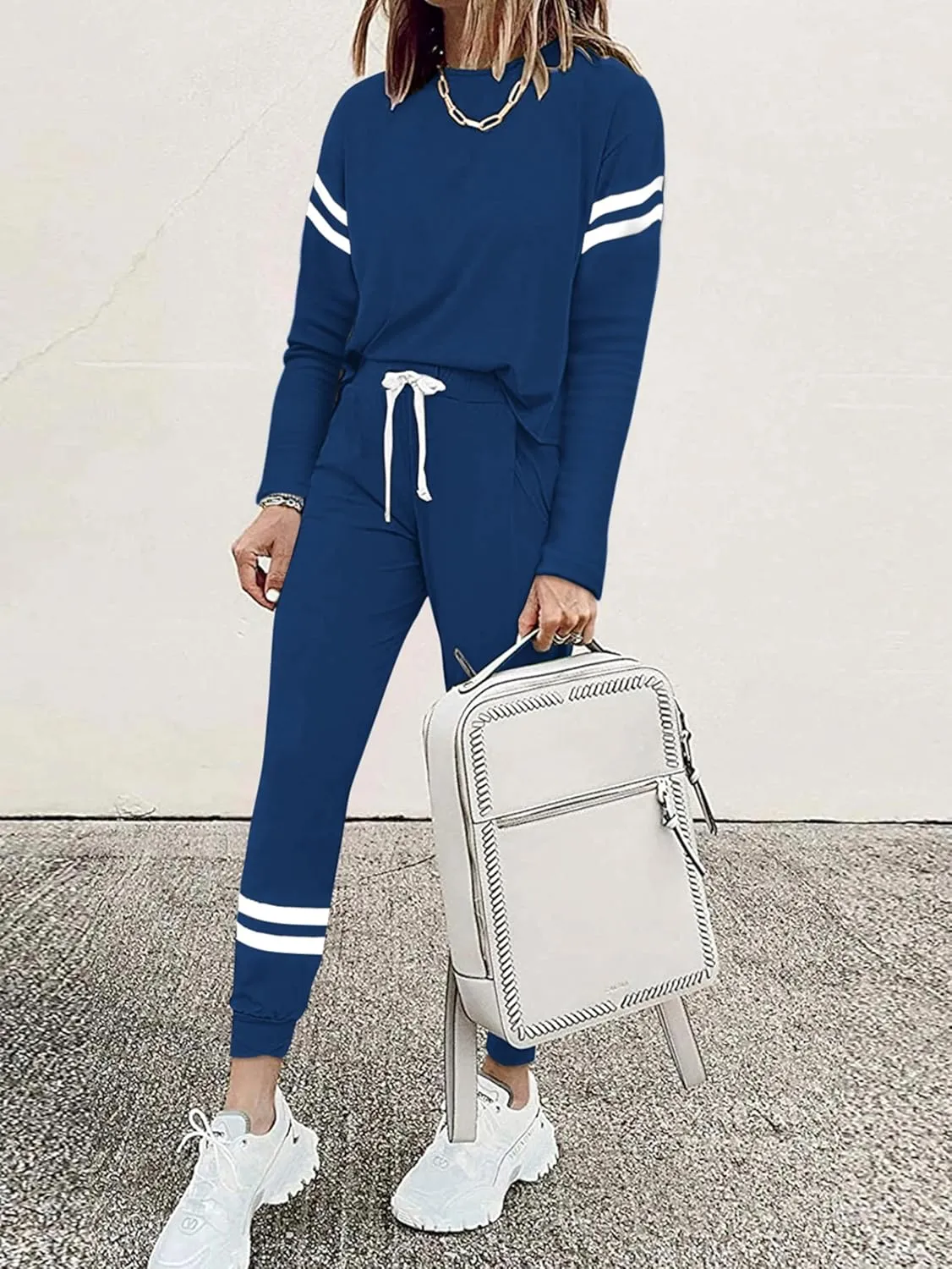 MASCOMODA 2025 Lounge Sets for Women Fall 2 Piece Outfits Tracksuit Jogger Set Long Sleeve Tops and Long Pants with Pockets