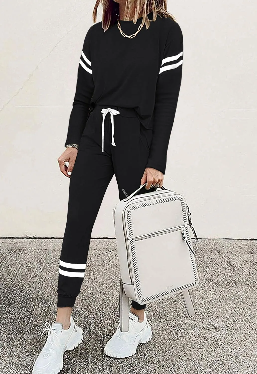 MASCOMODA 2025 Lounge Sets for Women Fall 2 Piece Outfits Tracksuit Jogger Set Long Sleeve Tops and Long Pants with Pockets