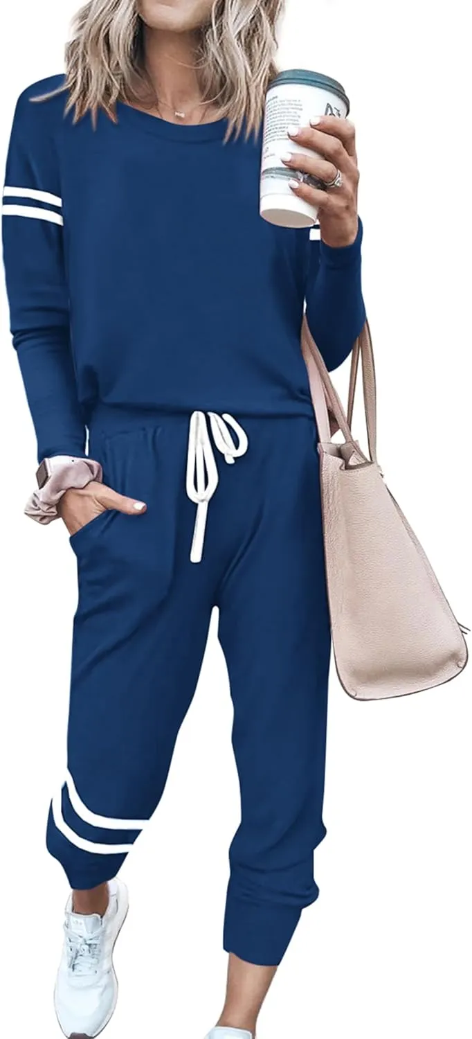 MASCOMODA 2025 Lounge Sets for Women Fall 2 Piece Outfits Tracksuit Jogger Set Long Sleeve Tops and Long Pants with Pockets