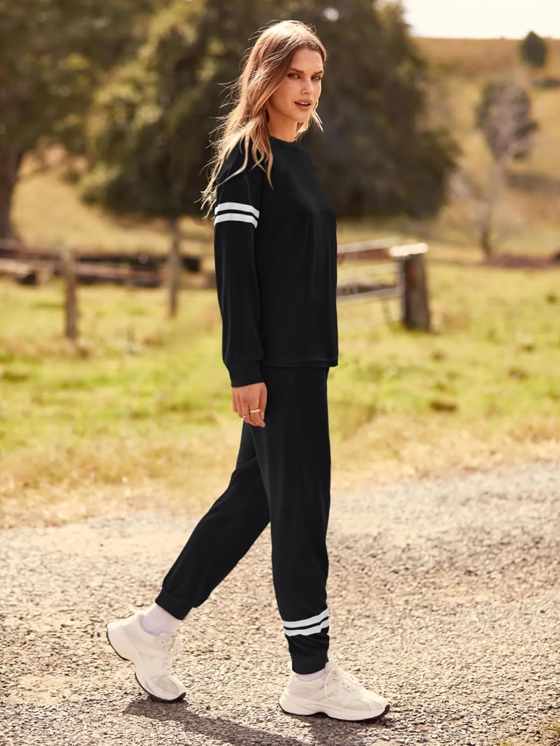 MASCOMODA 2025 Lounge Sets for Women Fall 2 Piece Outfits Tracksuit Jogger Set Long Sleeve Tops and Long Pants with Pockets