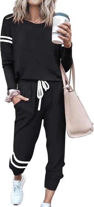 MASCOMODA 2025 Lounge Sets for Women Fall 2 Piece Outfits Tracksuit Jogger Set Long Sleeve Tops and Long Pants with Pockets