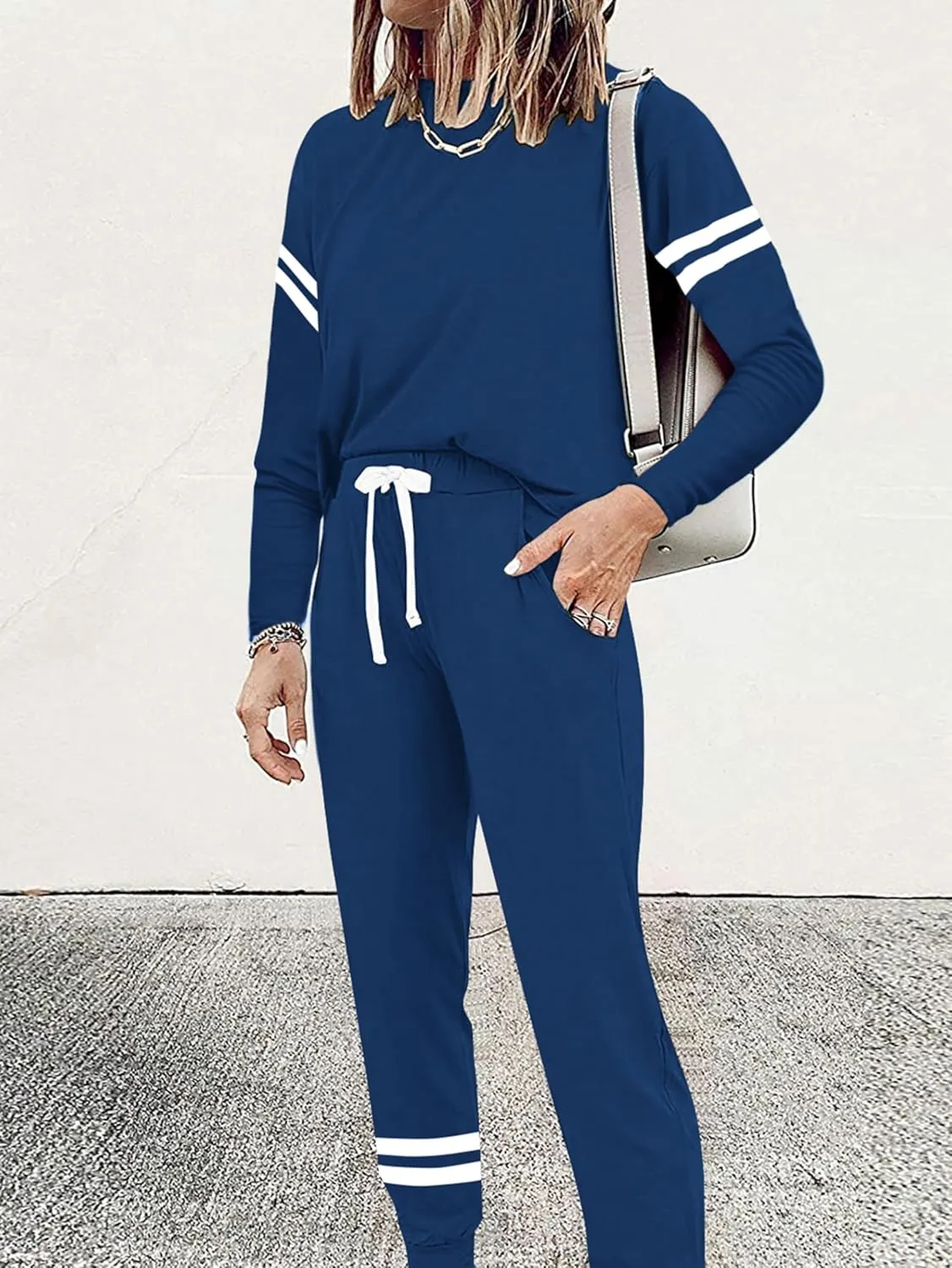 MASCOMODA 2025 Lounge Sets for Women Fall 2 Piece Outfits Tracksuit Jogger Set Long Sleeve Tops and Long Pants with Pockets
