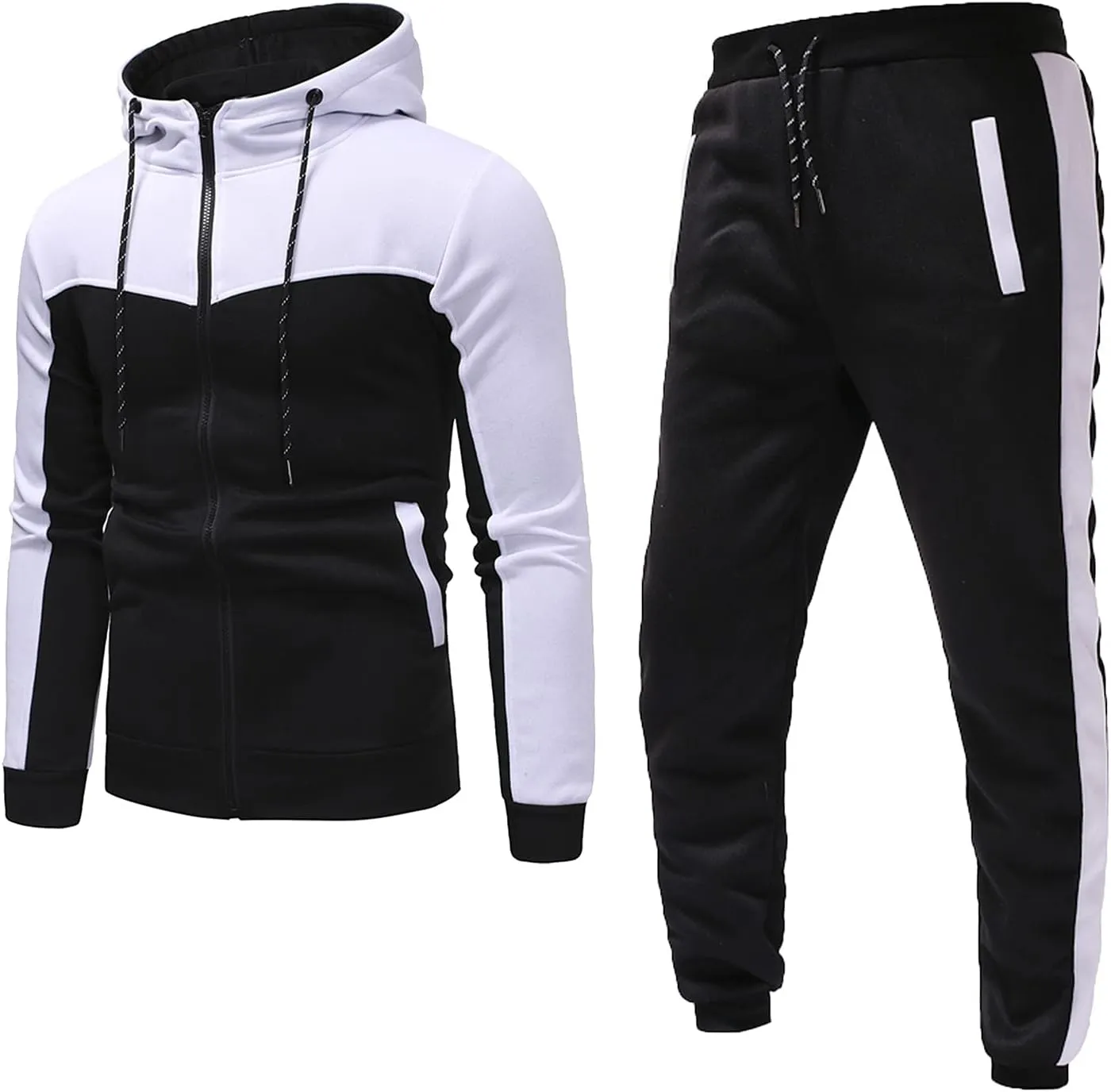 Men Fashion Hoodies Sweatshirts Winter Sports Casual Fitness Suit with Dots Hoodie Sweatshirt and Pants