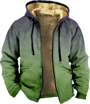 Men Hoodie Zip Up Winter Sherpa Lined Sweatshirt Sherpa Lined Full Zip Hoodie Heavyweight Thick Warm Fleece Jacket