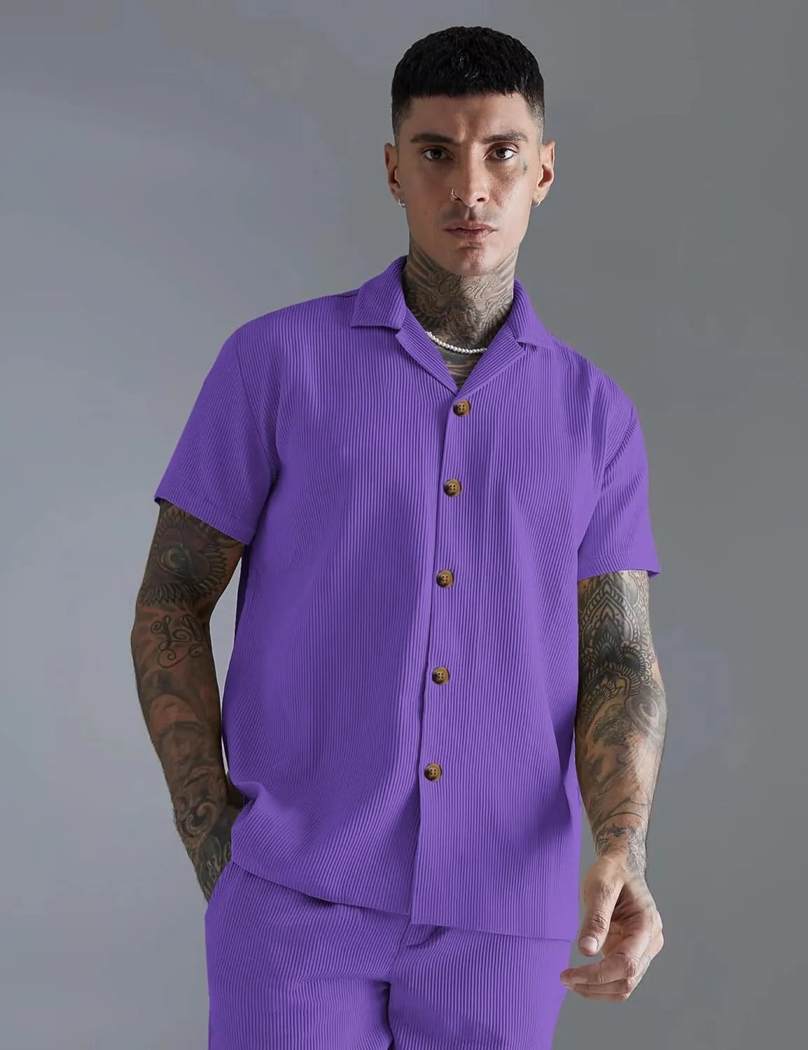 Men's 2 Piece Outfits Corduroy Casual Long Sleeve Shirt Pant Sets Fall Fashion Tracksuits