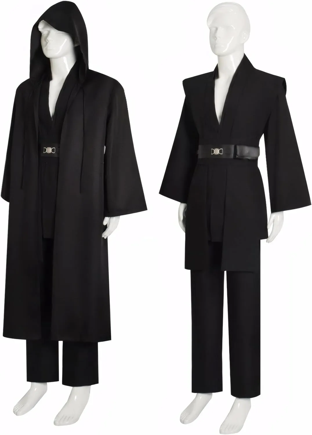 Mens Anakin Skywalker Cosplay Costume Knight Black Tunic Hooded Cloak Robe Jedi Uniform Suit Halloween Outfit
