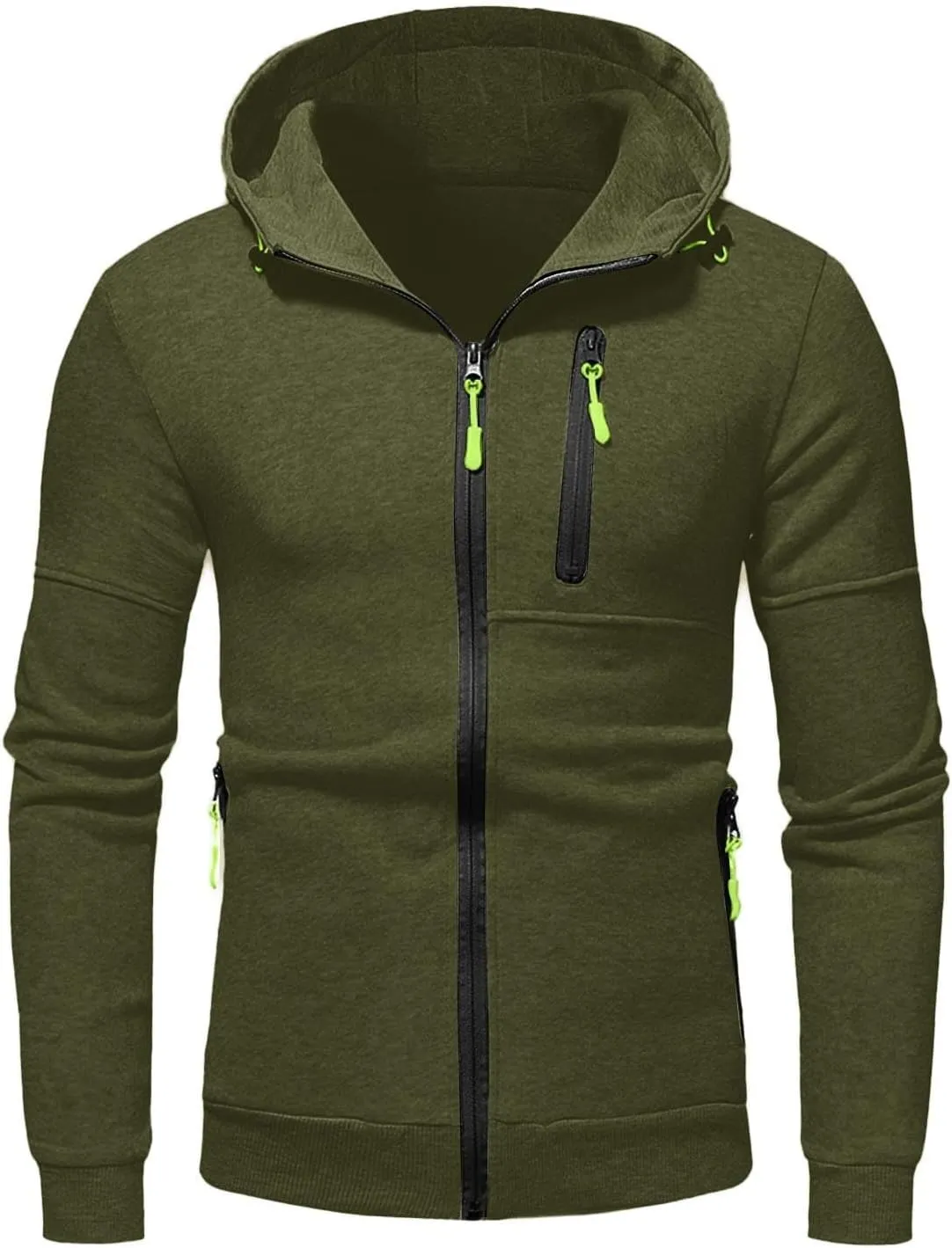 Mens' Autumn Winter Long Sleeve Zipper Hooded Sweatshirt Cardigan Tops Hoodies for Men with Zip Pockets Lightweight