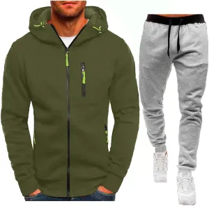 Mens' Autumn Winter Long Sleeve Zipper Hooded Sweatshirt Cardigan Tops Hoodies for Men with Zip Pockets Lightweight