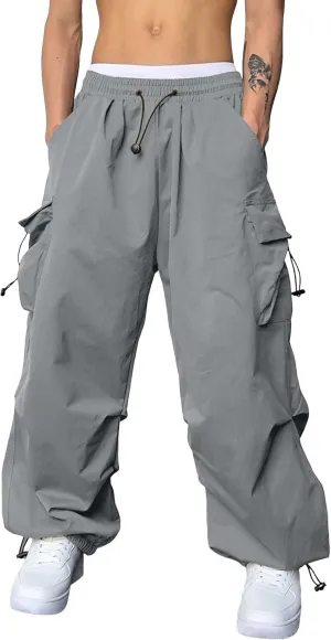 Men's Baggy Cargo Pants Casual Cotton Elasticated Waist Pant Work Pants Multi Pockets