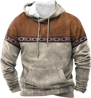 Men's Blue, Black, Brown Polyester Classic Hoodie with Half Sleeve and Hooded Neck