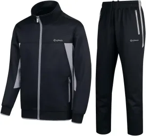 Men's Casual Athletic Tracksuit Long Sleeve Sweatsuit Set Full Zip Running Jacket and Pants 2 Piece Outfits