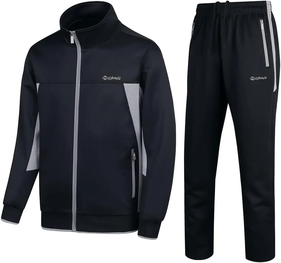 Men's Casual Athletic Tracksuit Long Sleeve Sweatsuit Set Full Zip Running Jacket and Pants 2 Piece Outfits