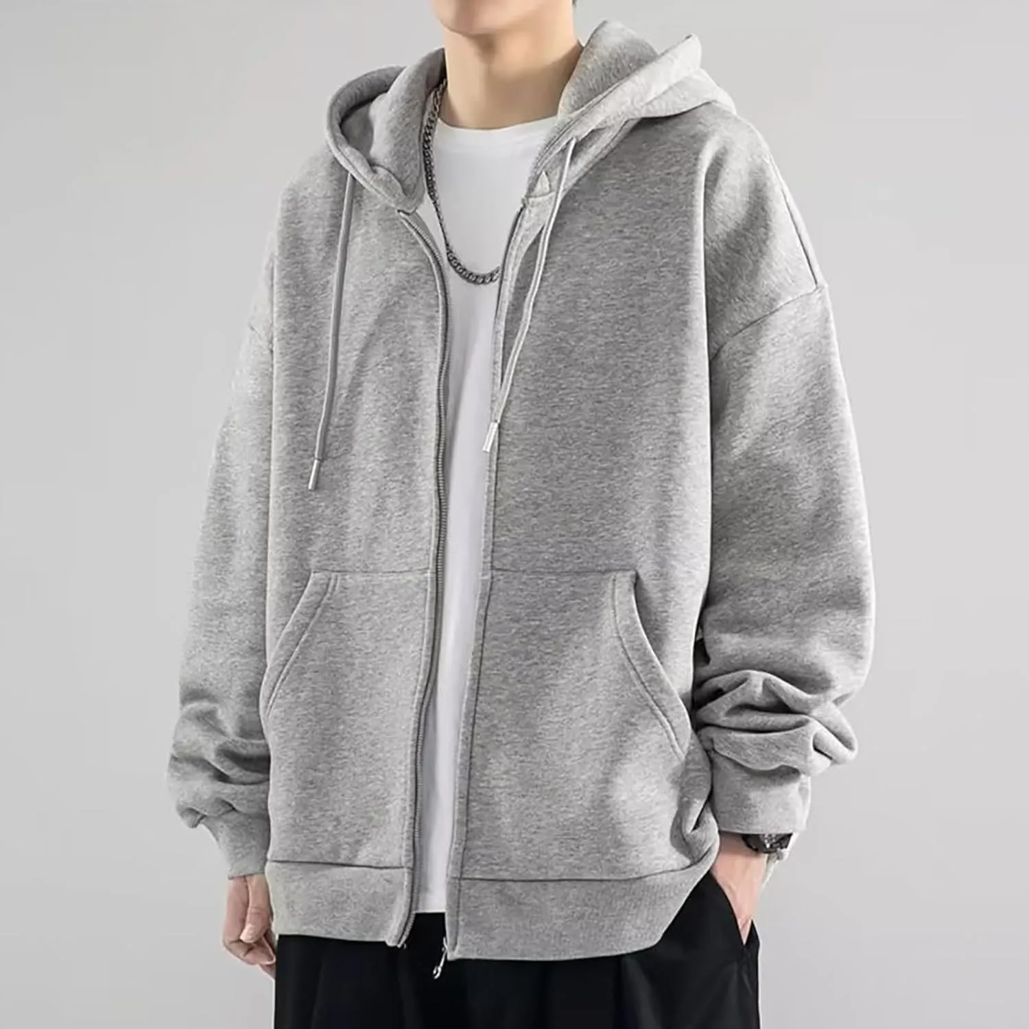 Mens Graphic Hoodies Grey Large Size Sweater Jacket Chaquetas Para Mens Jacket Thick Cotton Hoodies For Men