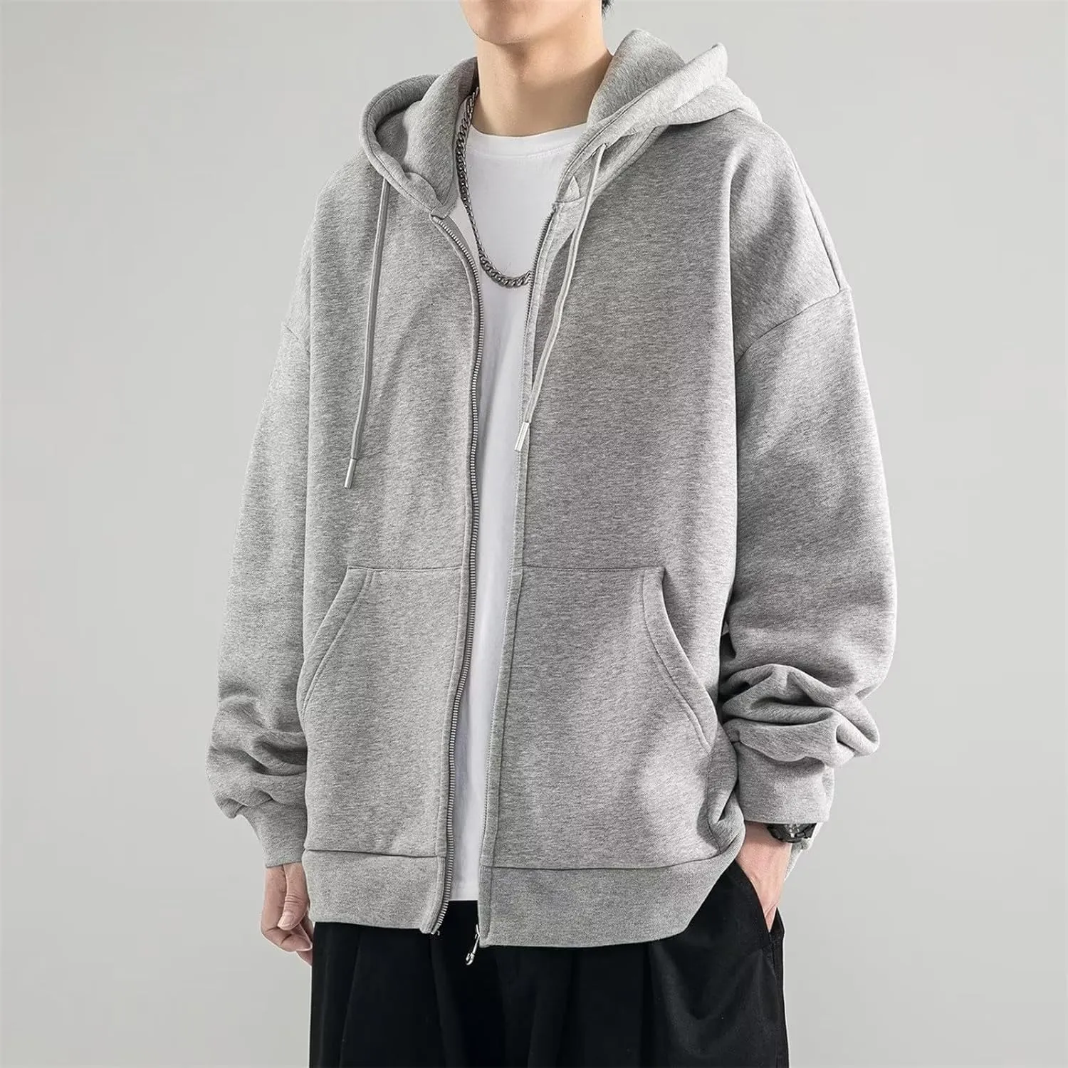 Mens Graphic Hoodies Grey Large Size Sweater Jacket Chaquetas Para Mens Jacket Thick Cotton Hoodies For Men