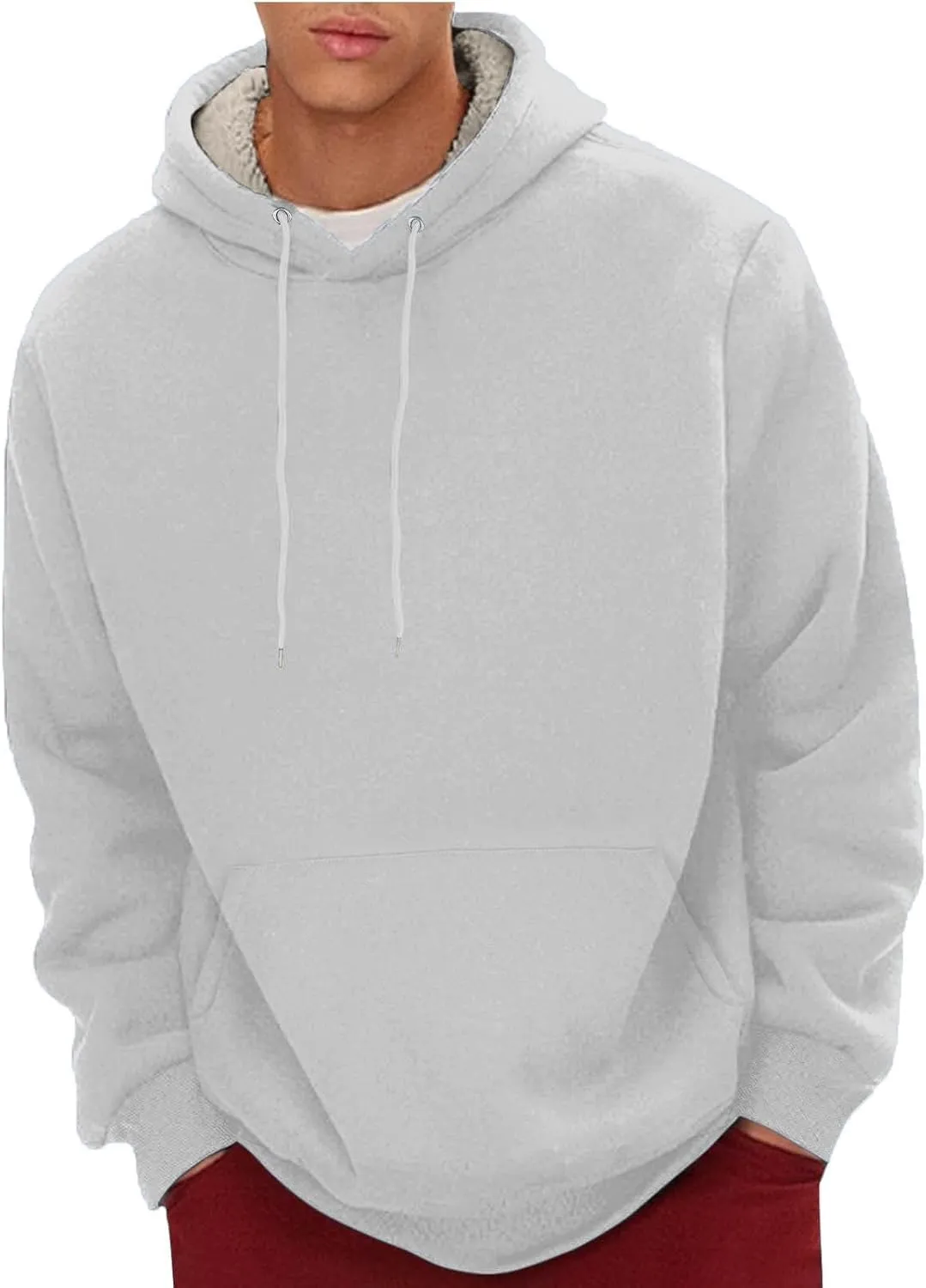 Mens Hoodies Heavyweight Fleece Lined Hoodie Warm Winter Pullover Thermal Hooded Sweatshirt with Kangaroo Pocket