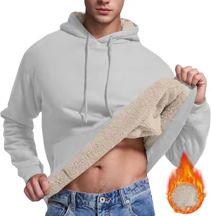 Mens Hoodies Heavyweight Fleece Lined Hoodie Warm Winter Pullover Thermal Hooded Sweatshirt with Kangaroo Pocket