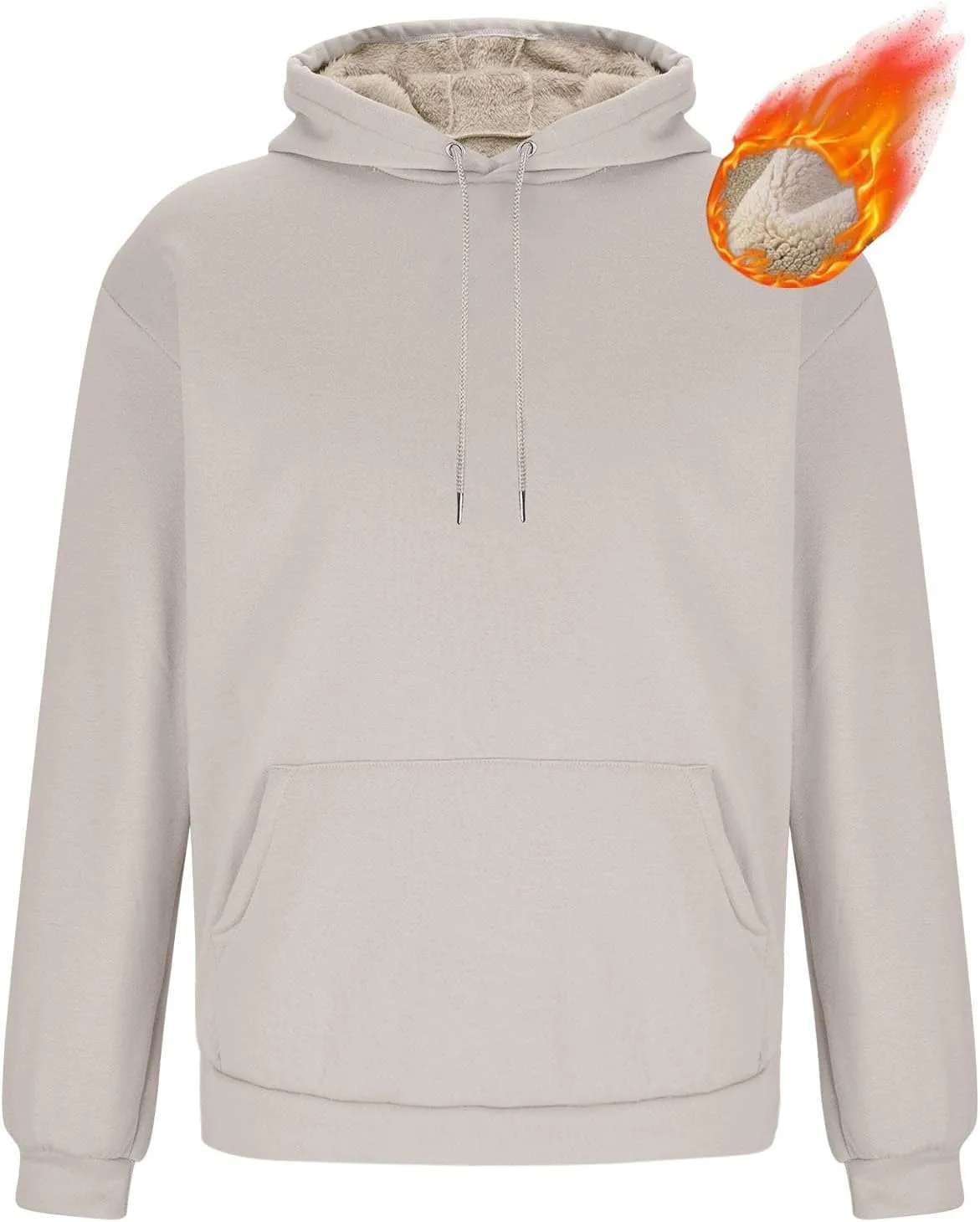 Mens Hoodies Heavyweight Fleece Lined Hoodie Warm Winter Pullover Thermal Hooded Sweatshirt with Kangaroo Pocket