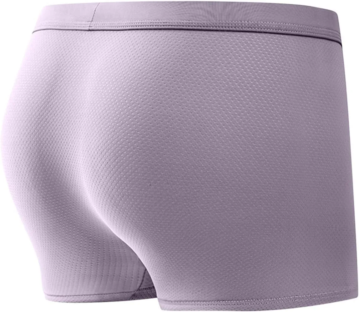 Mens Ice Silk Boxer Briefs Bulge Pouch Trunks Underwear Moisture Wicking Comfortable Breathable Underpants