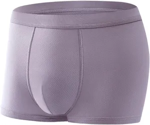 Mens Ice Silk Boxer Briefs Bulge Pouch Trunks Underwear Moisture Wicking Comfortable Breathable Underpants