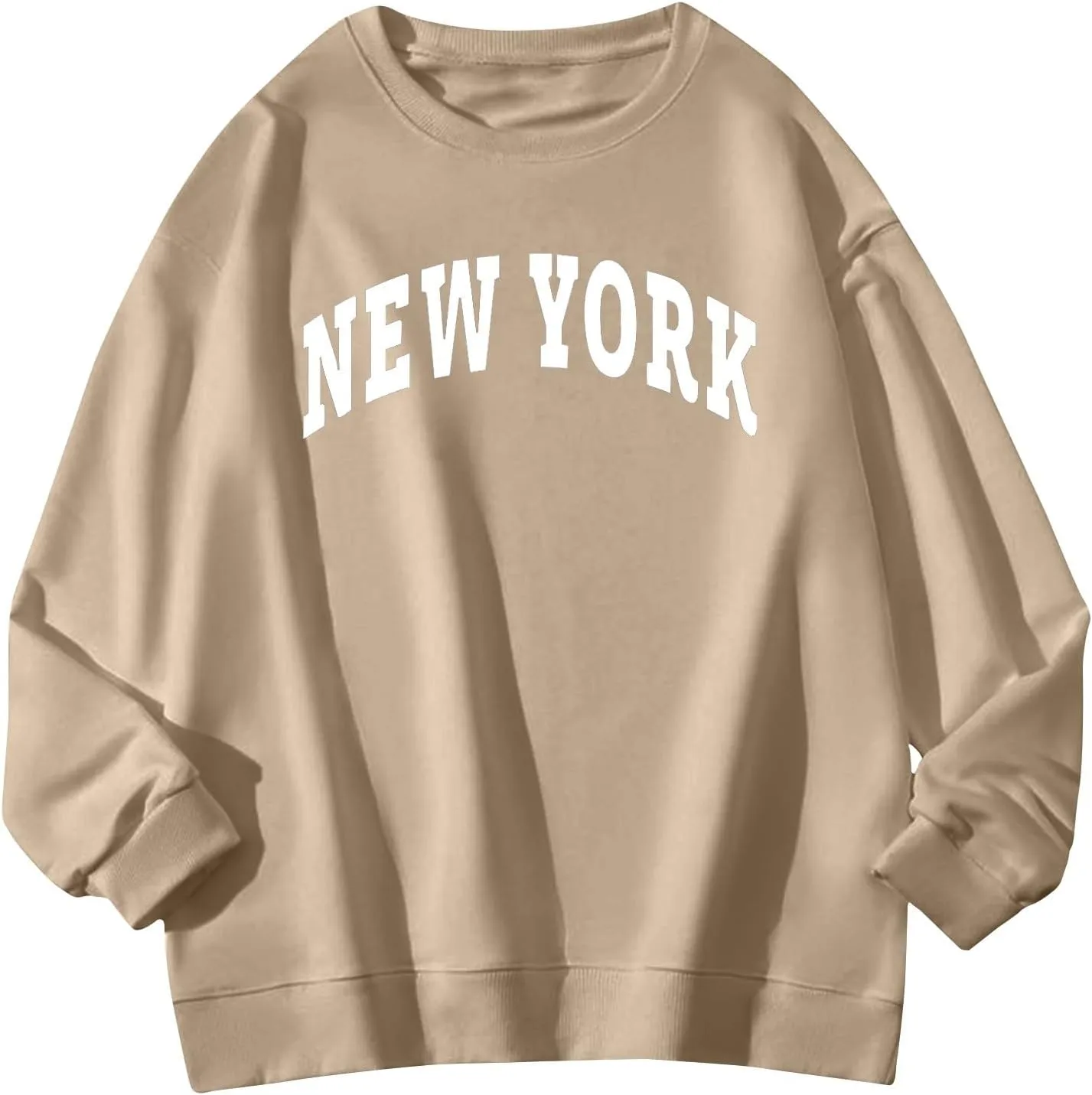 Men's Letter Graphic Print Pullover Crewneck New York Sweatshirt Casual Long Sleeve Tops Oversized Streetwear