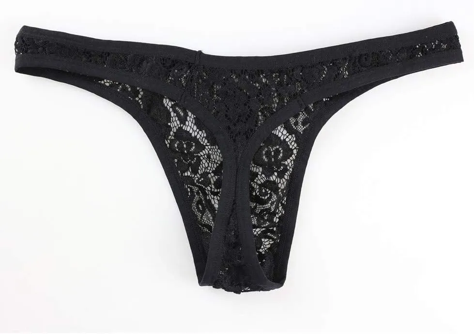 Mens Sexy Underwear Men's Sexy Lace See Through Ball Pouch Boxers Briefs Underpants Panties Valentine's Day Gifts