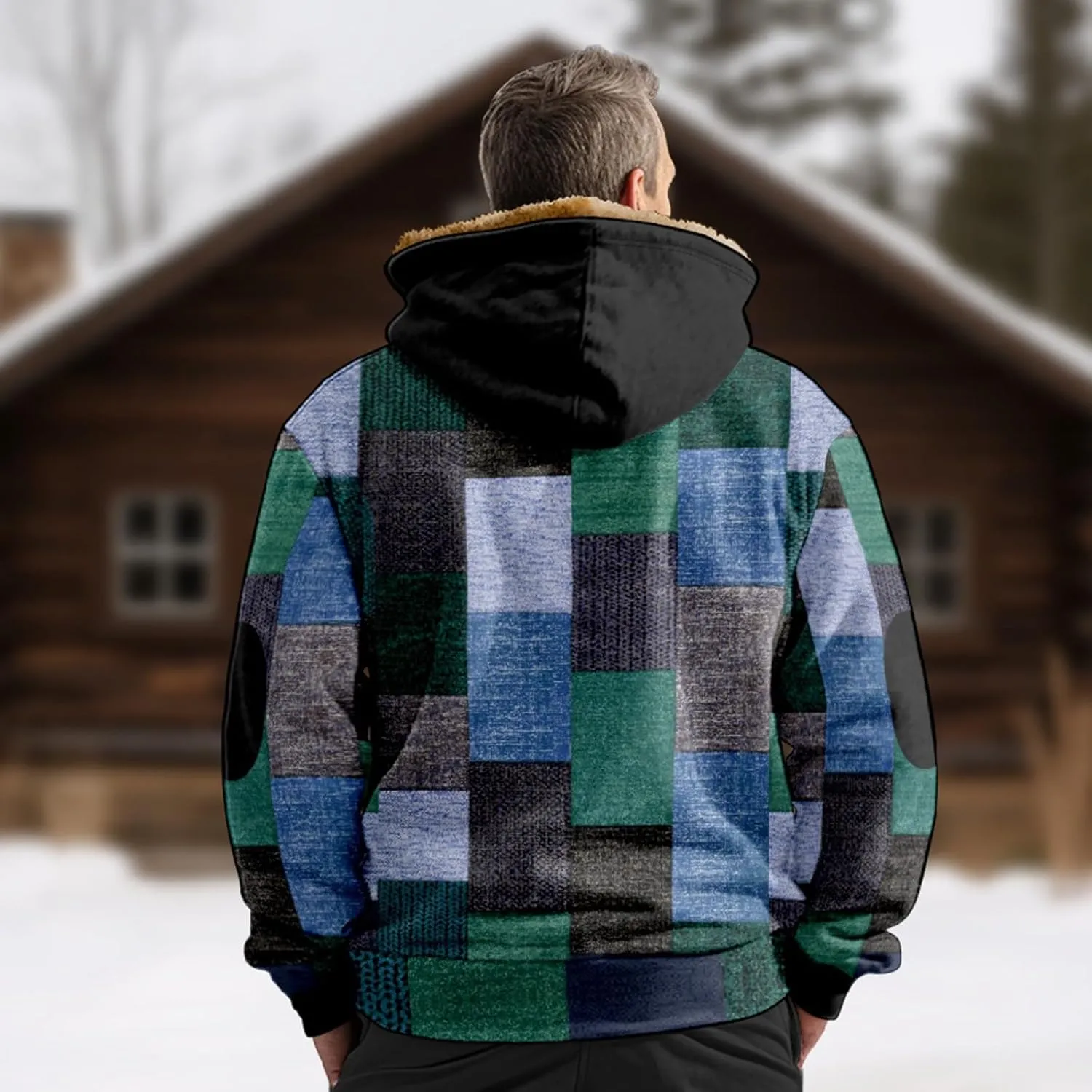 Men's Sherpa Lined Full Zip Fleece Hoodie Heavyweight Fleece Sweatshirt Thick Sherpa Lined Shirts