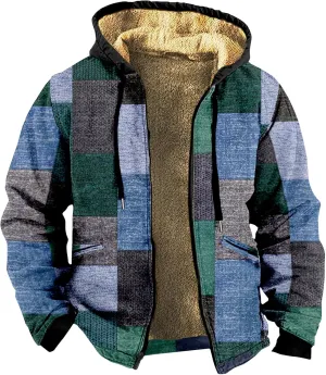 Men's Sherpa Lined Full Zip Fleece Hoodie Heavyweight Fleece Sweatshirt Thick Sherpa Lined Shirts