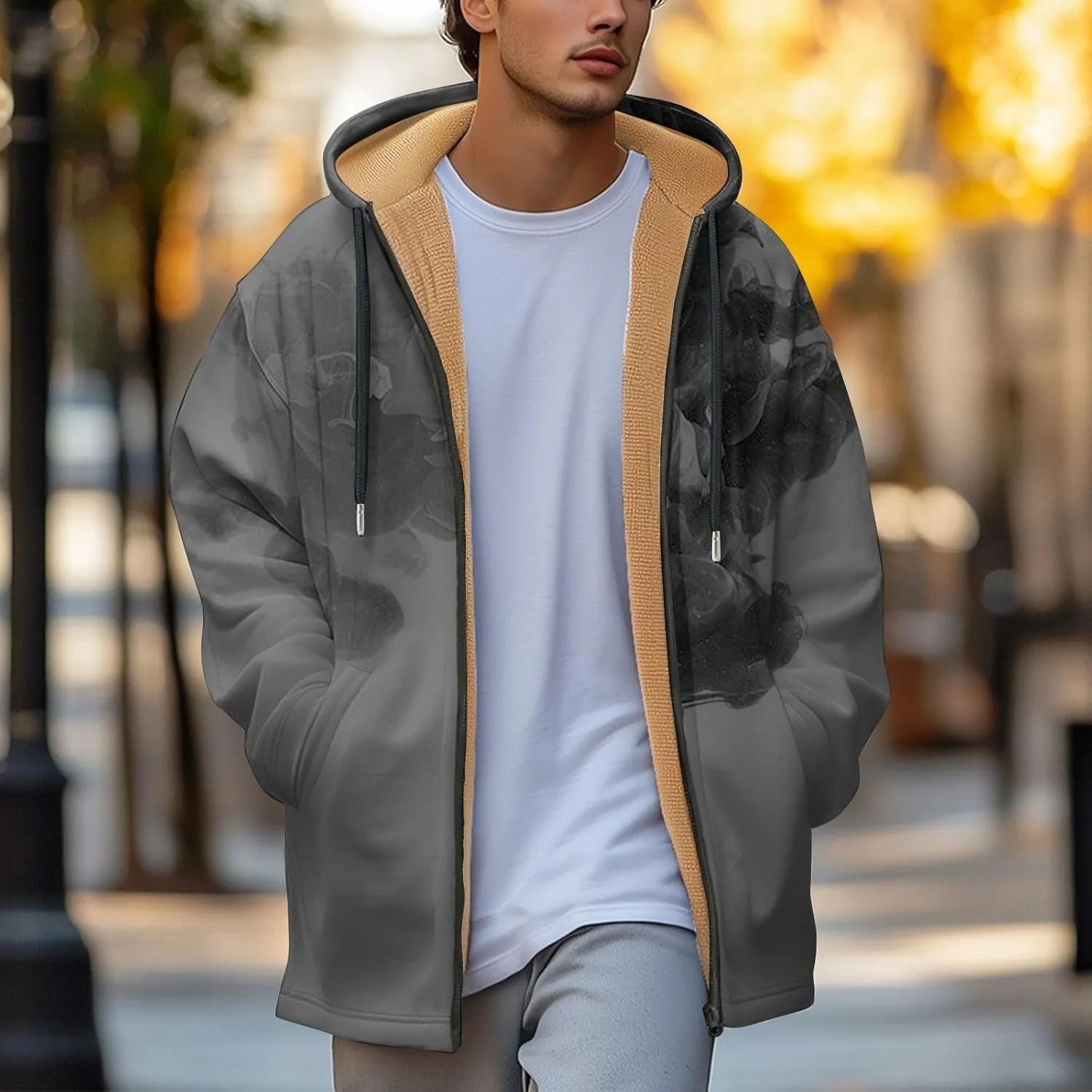Mens Sherpa Lined Hoodie Zip Up Heavyweight Warm Sweatshirt Winter Thick Fleece Hoodies