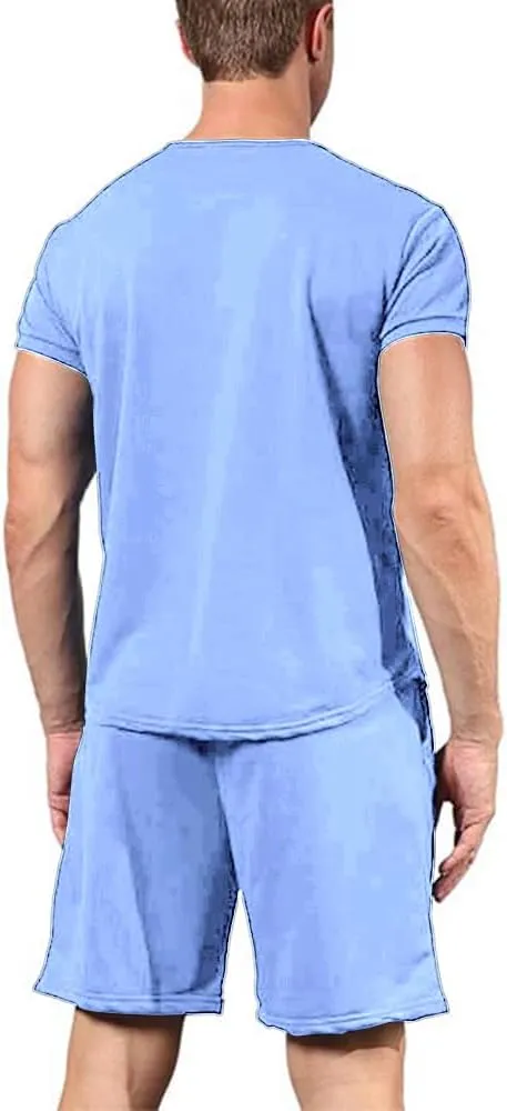 Men's Shirt and Shorts Set 2 Piece Outfits Fashion Summer Tracksuits Casual Sportwear Set